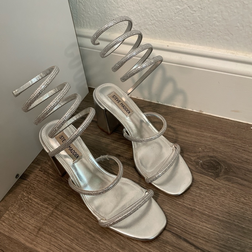Steve Madden Metallic Spiral Strap Heels